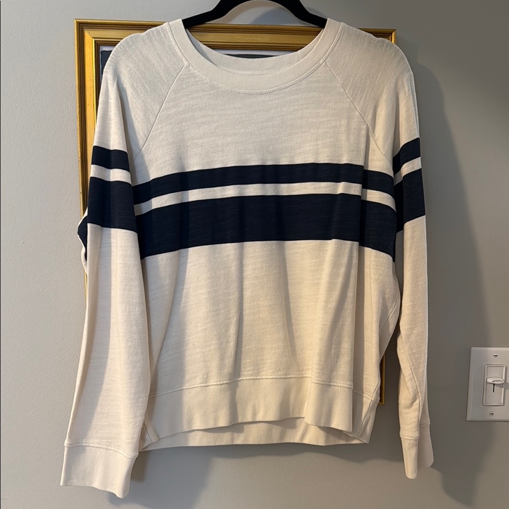 JCrew Cream and Navy Striped Sweatshirt